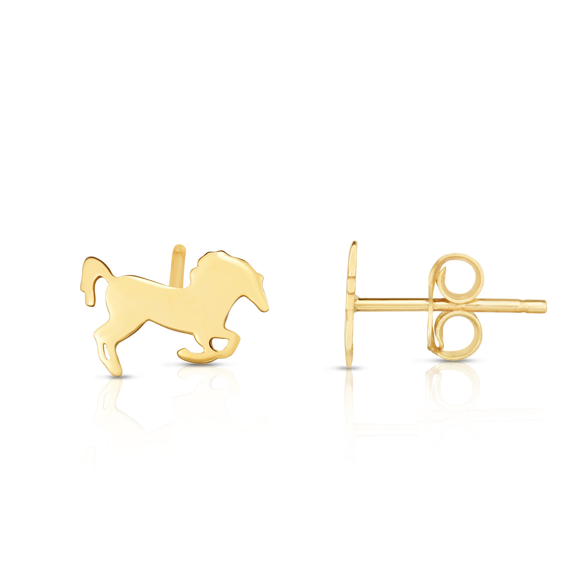 Royal Chain 14K Gold Horse Stud Earrings ER11379