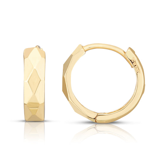 Royal Chain 14K Gold Faceted Huggie Earrings ER11429