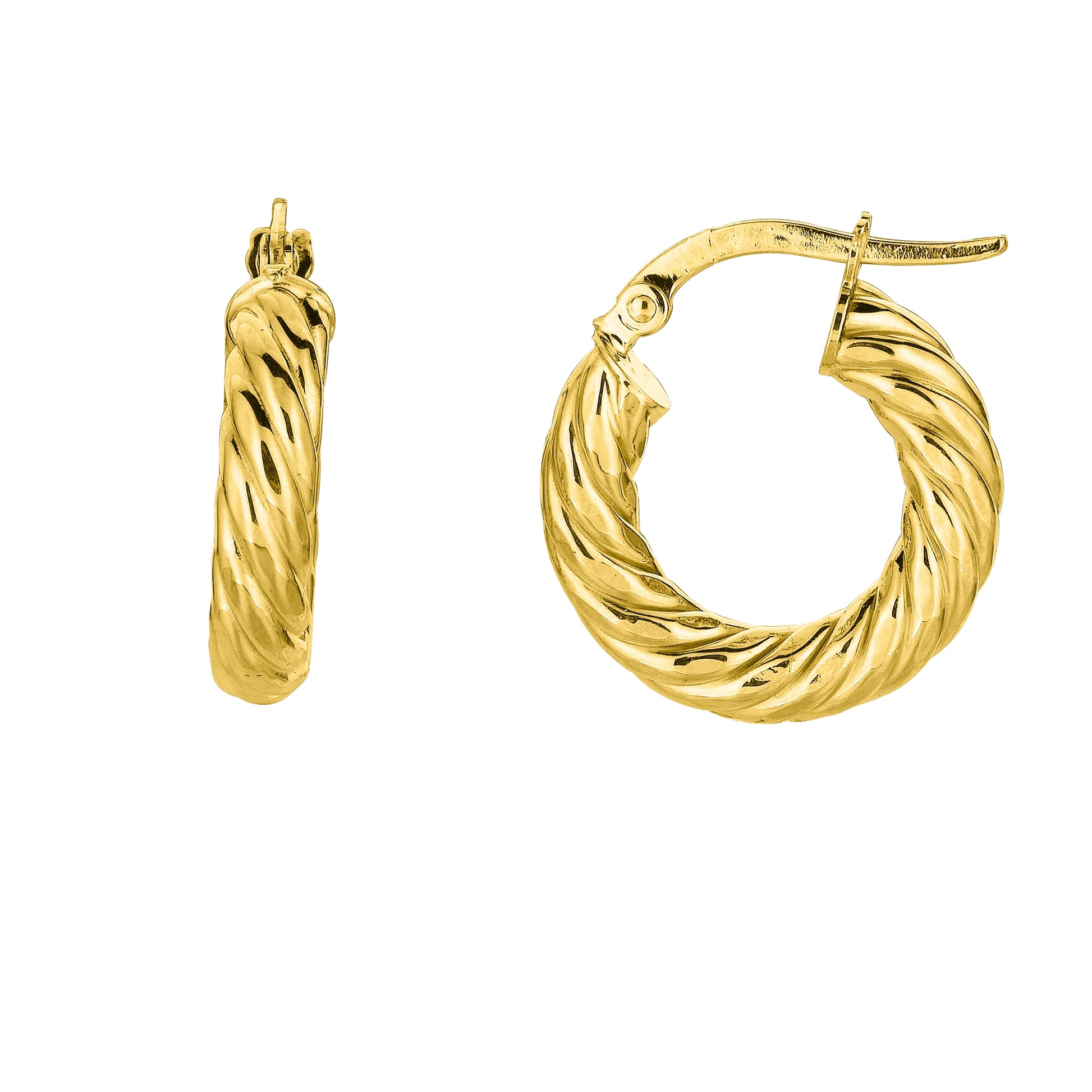 Royal Chain 14K Gold 4x10mm Twist Hoop Earring ER1156