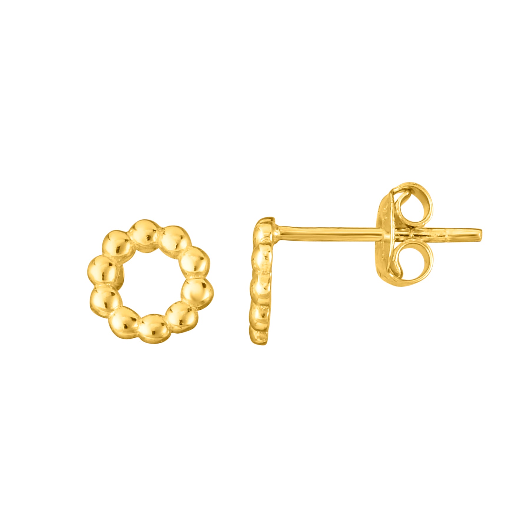 Royal Chain 14K Gold Open Circle Bead Stud Earring ER12185