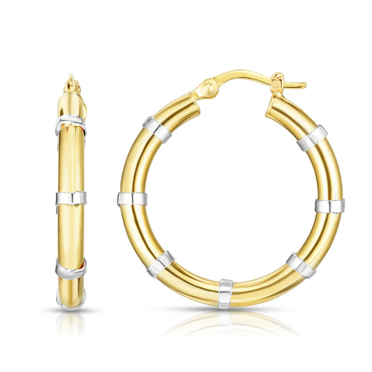 Royal Chain 14K Gold Diamond Cut Station Hoop Earring ER1250