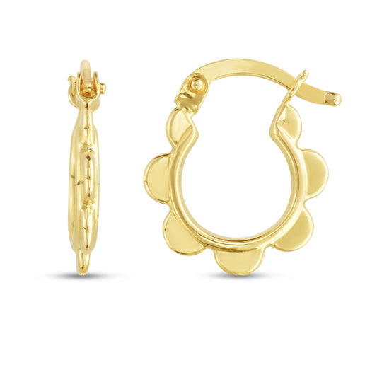Royal Chain 14K Scalloped Hoop ER13242