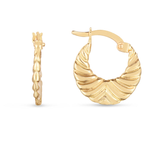 Royal Chain 14K Gold Graduated Grooved Hoops ER13245