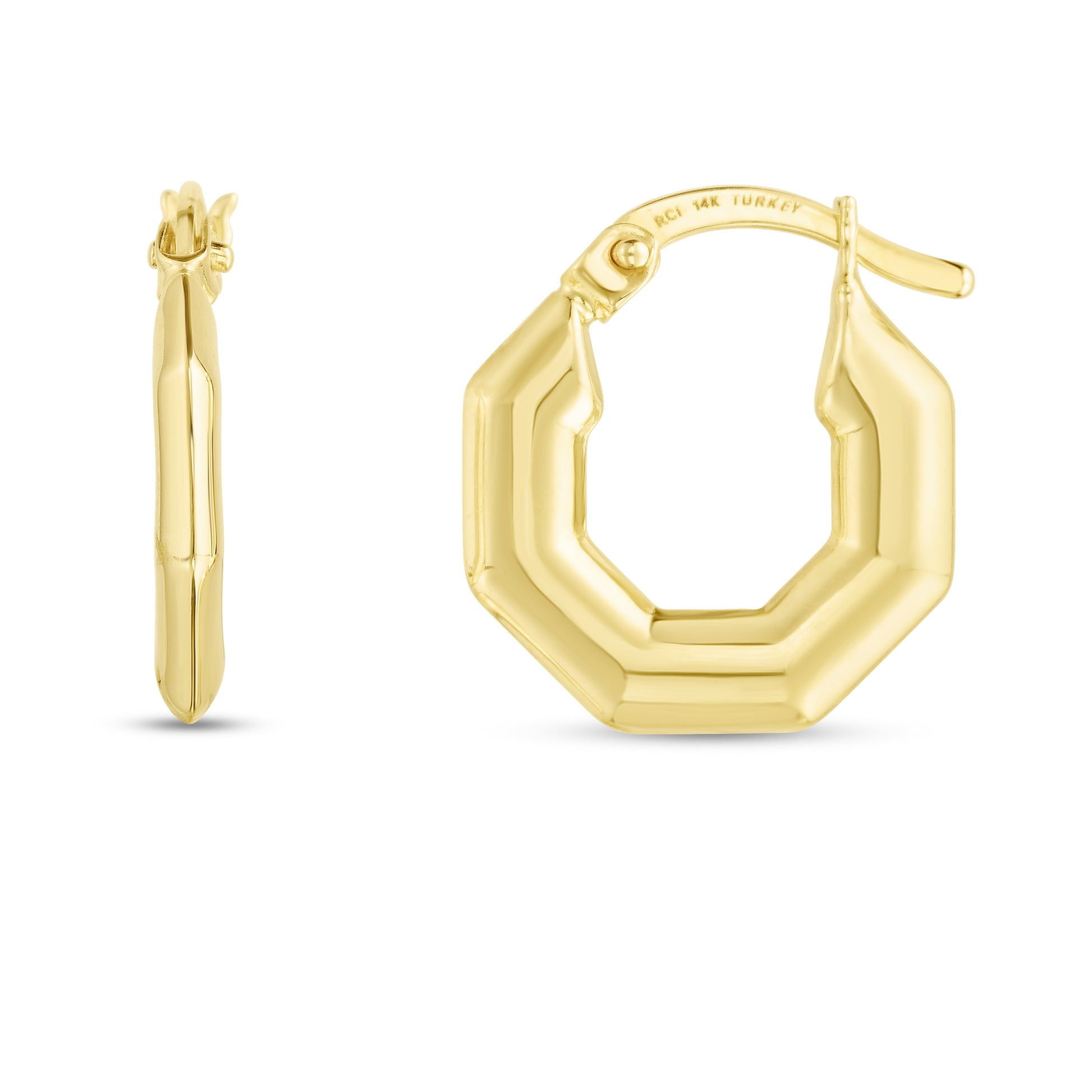 Royal Chain 14K Puffed Hexagon Hoops ER13246