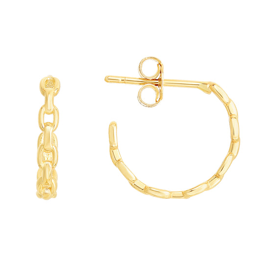 Royal Chain 14K Yellow Gold Oval Links C Hoops ER13320