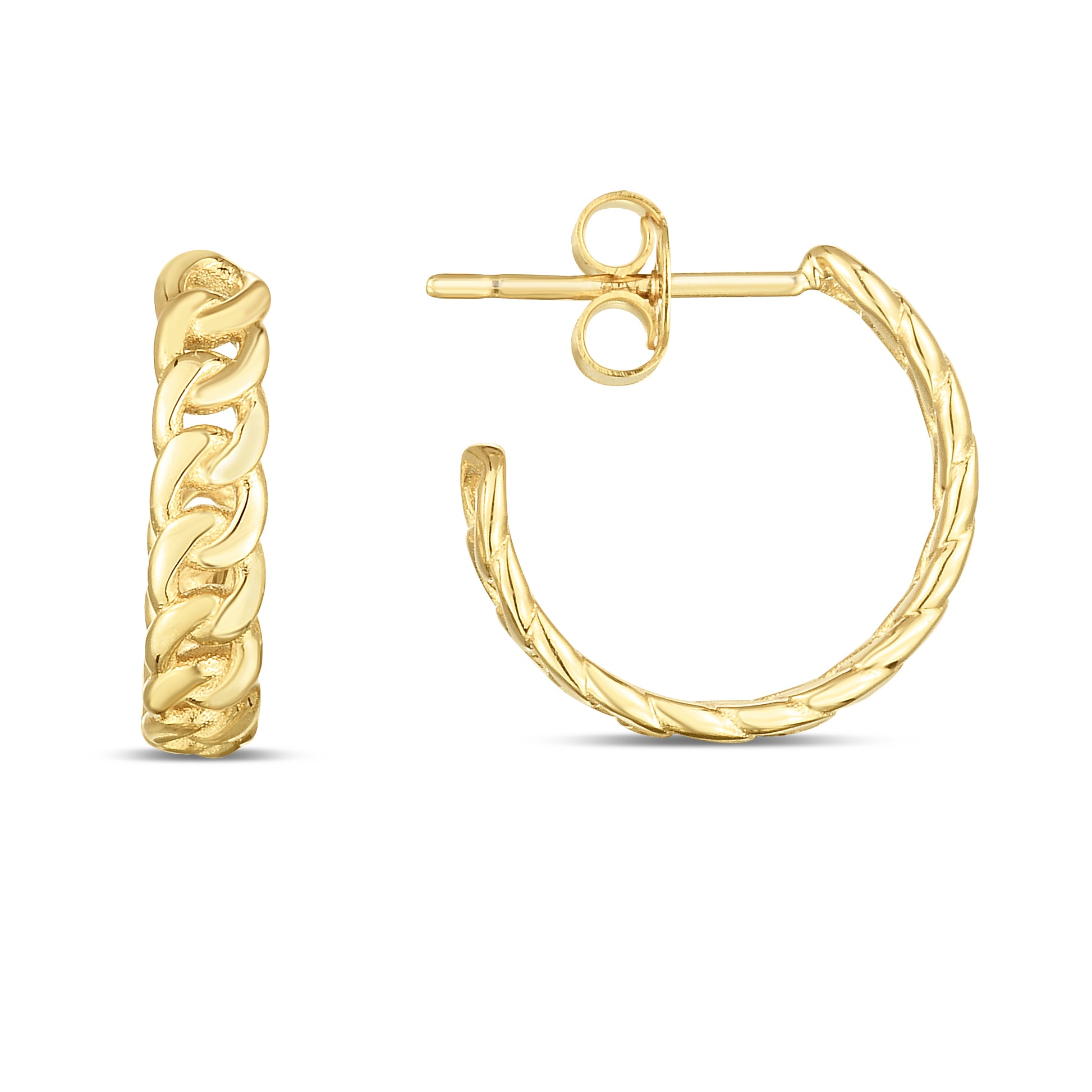Royal Chain 14K Gold Curb Chain C-Hoops ER13322