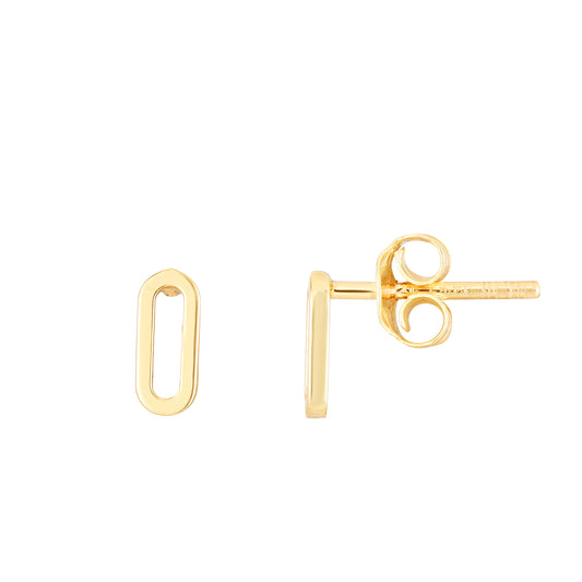 Royal Chain 14K Yellow Gold Mini Paperclip Studs ER13369