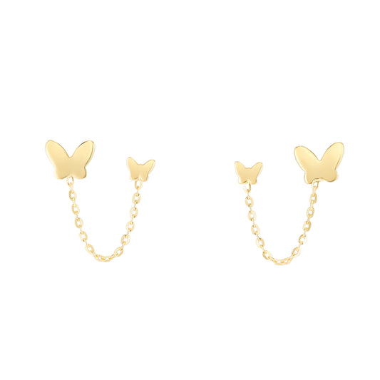 Royal Chain 14K Double Pierced Butterfly Earrings ER13433
