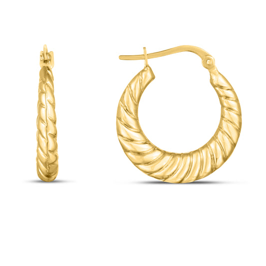 Royal Chain 14K Gold Twisted Cable Graduated Hoops ER13822