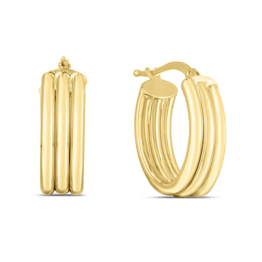 Royal Chain 14K Gold 17mm Triple Row Oval Hoops ER13894