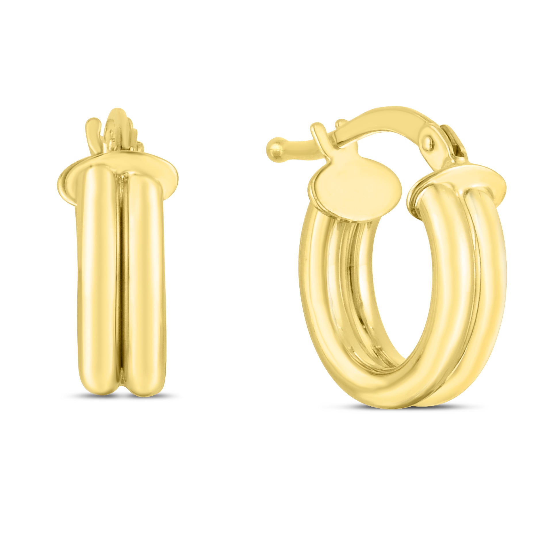 Royal Chain 14K Gold 8mm Double Row Round Hoops ER13898