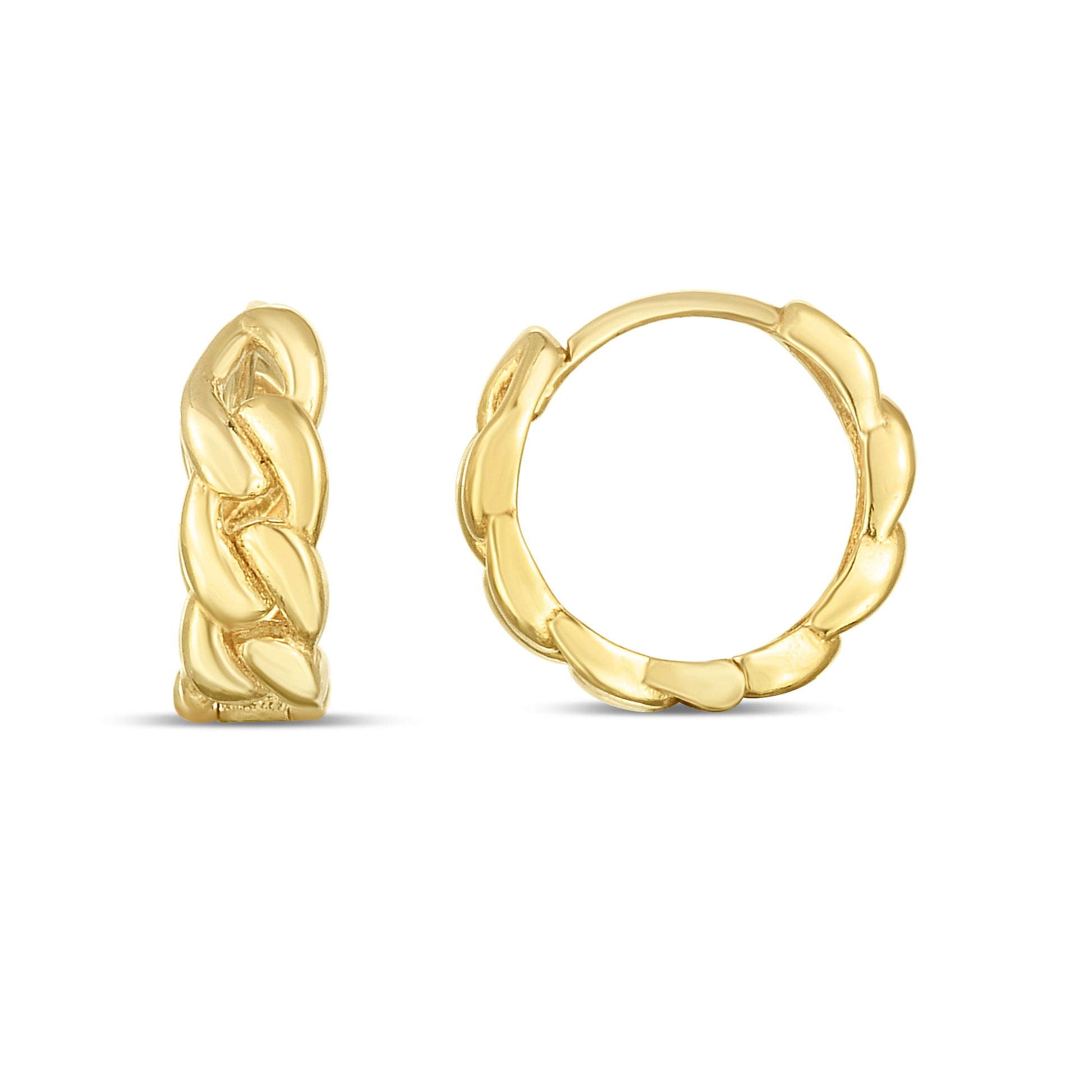 Royal Chain 14K Curb Huggie Hoops ER13989