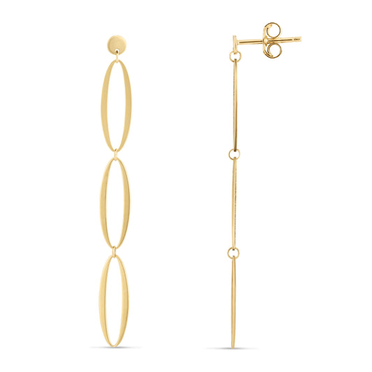 Royal Chain 14K Triple Oval Drop Earrings ER14004