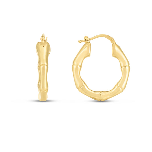 Royal Chain 14K Medium 25mm Bamboo Hoops ER14442