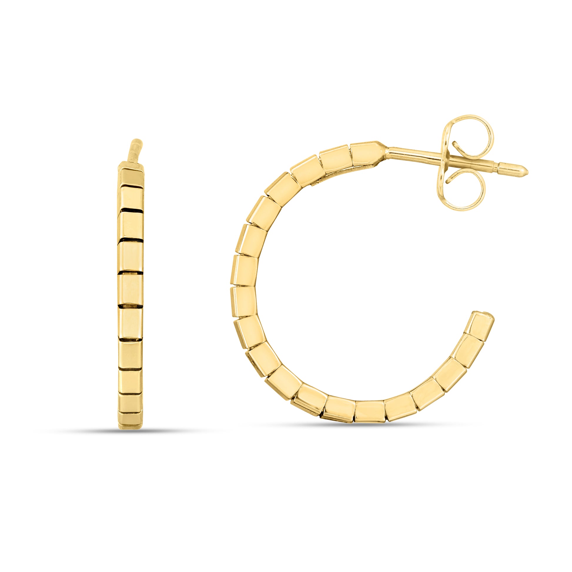 Royal Chain 14K Brick Omega Hoop Earrings ER14627