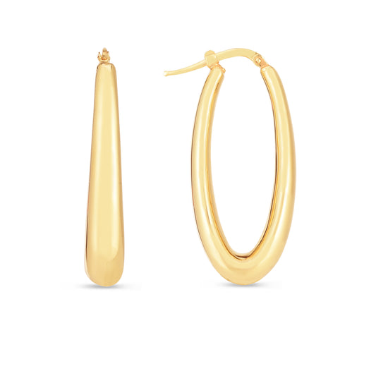 Royal Chain 14K Elongated Oval Hoops ER14659