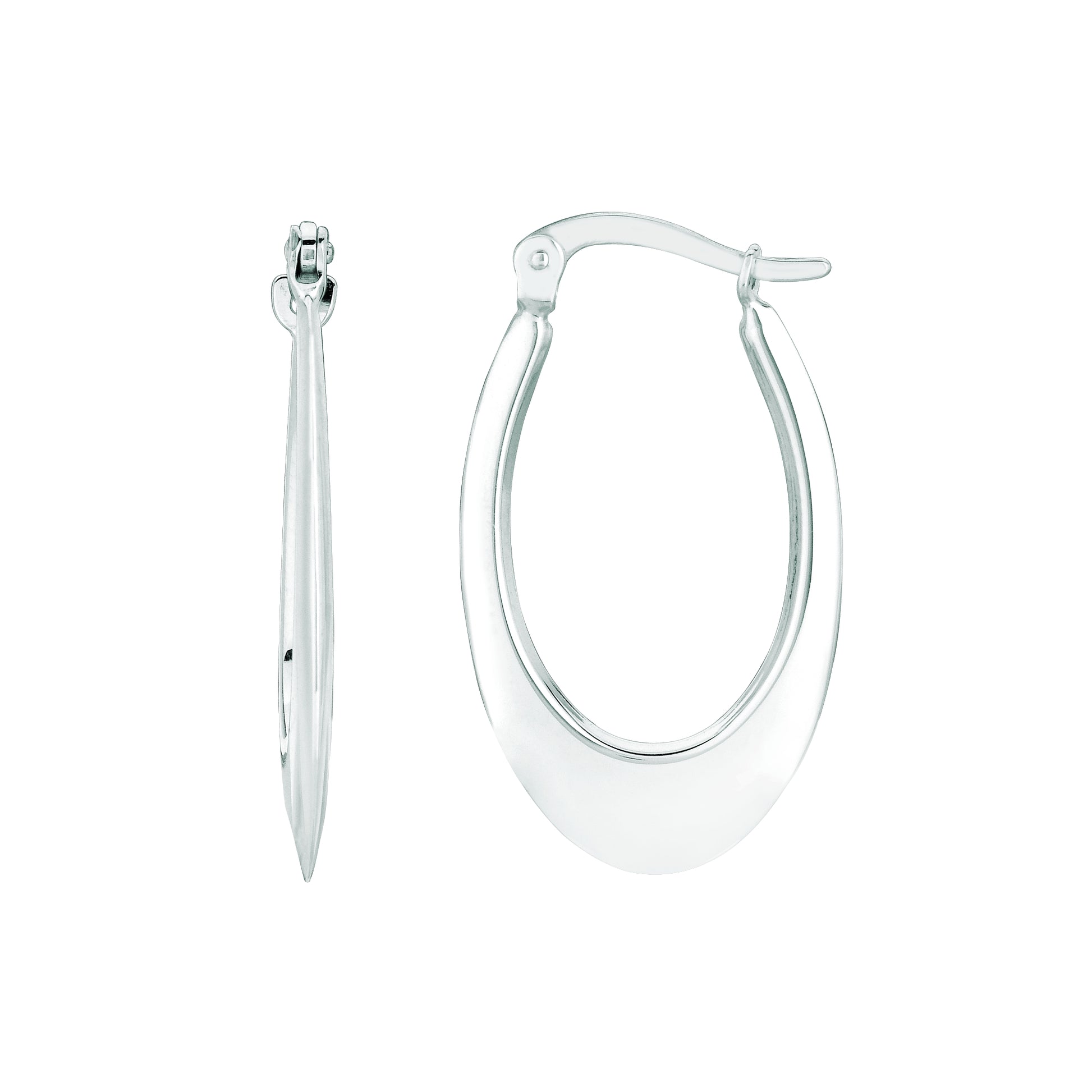 Royal Chain 14K Gold Polished Graduated Oval Back to Back Hoop Earring ER155