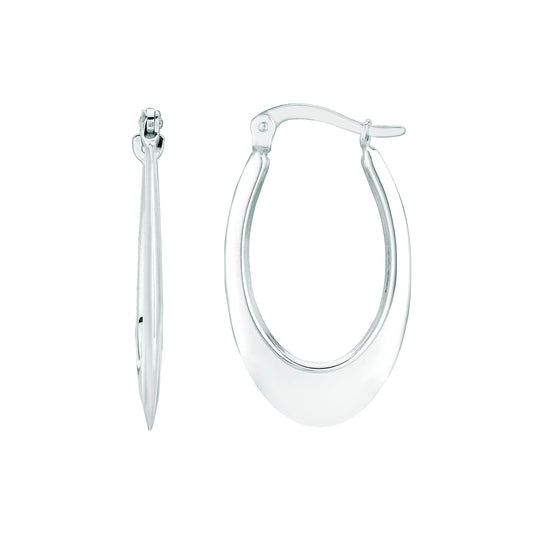 Royal Chain 14K Gold Polished Graduated Oval Back to Back Hoop Earring ER155