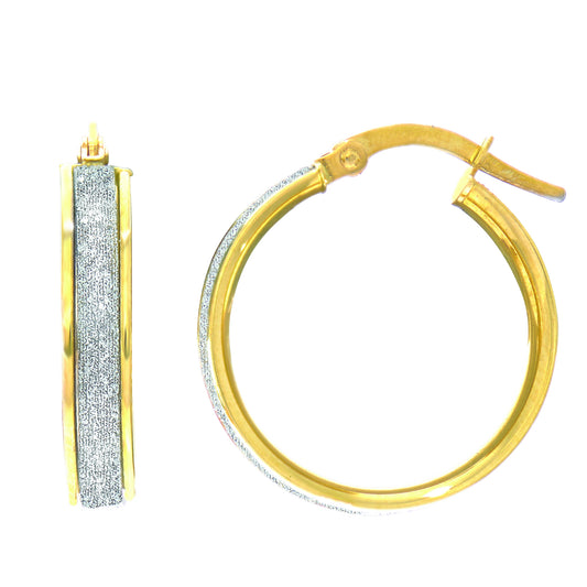 Royal Chain 14K Gold Glitter Hoop Earring ER2922