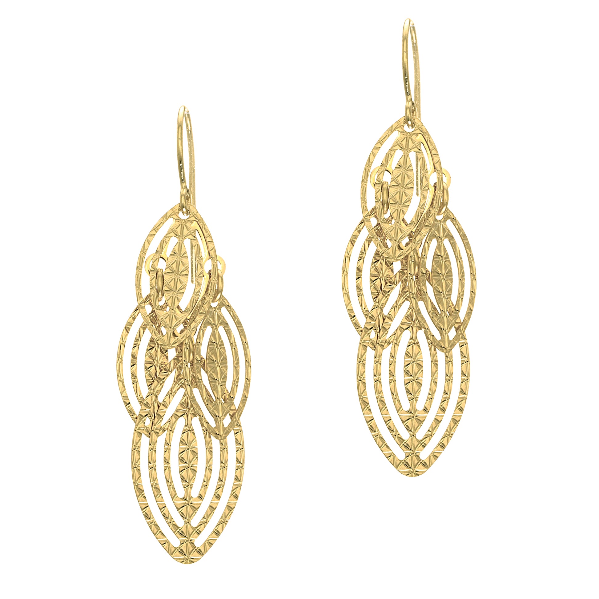 Royal Chain 14K Gold Textured Dangle Earring ER3472