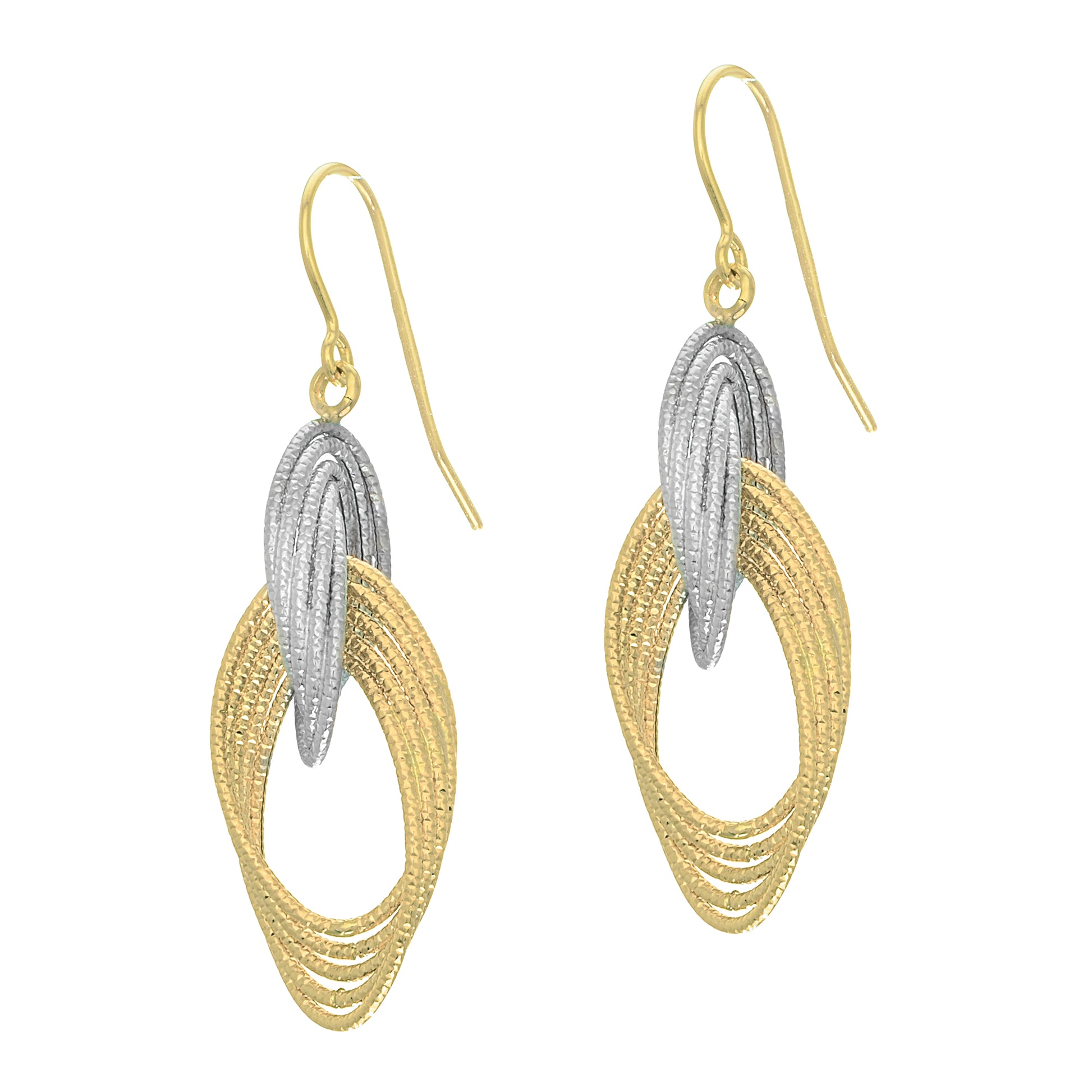 Royal Chain 14K Gold Multi Row Textured Dangle Earring ER3476