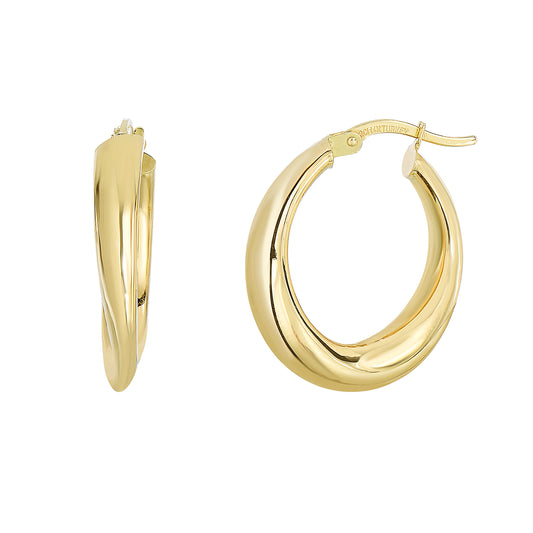 Royal Chain 14K Gold Graduated Oval Hoop Earring ER3660