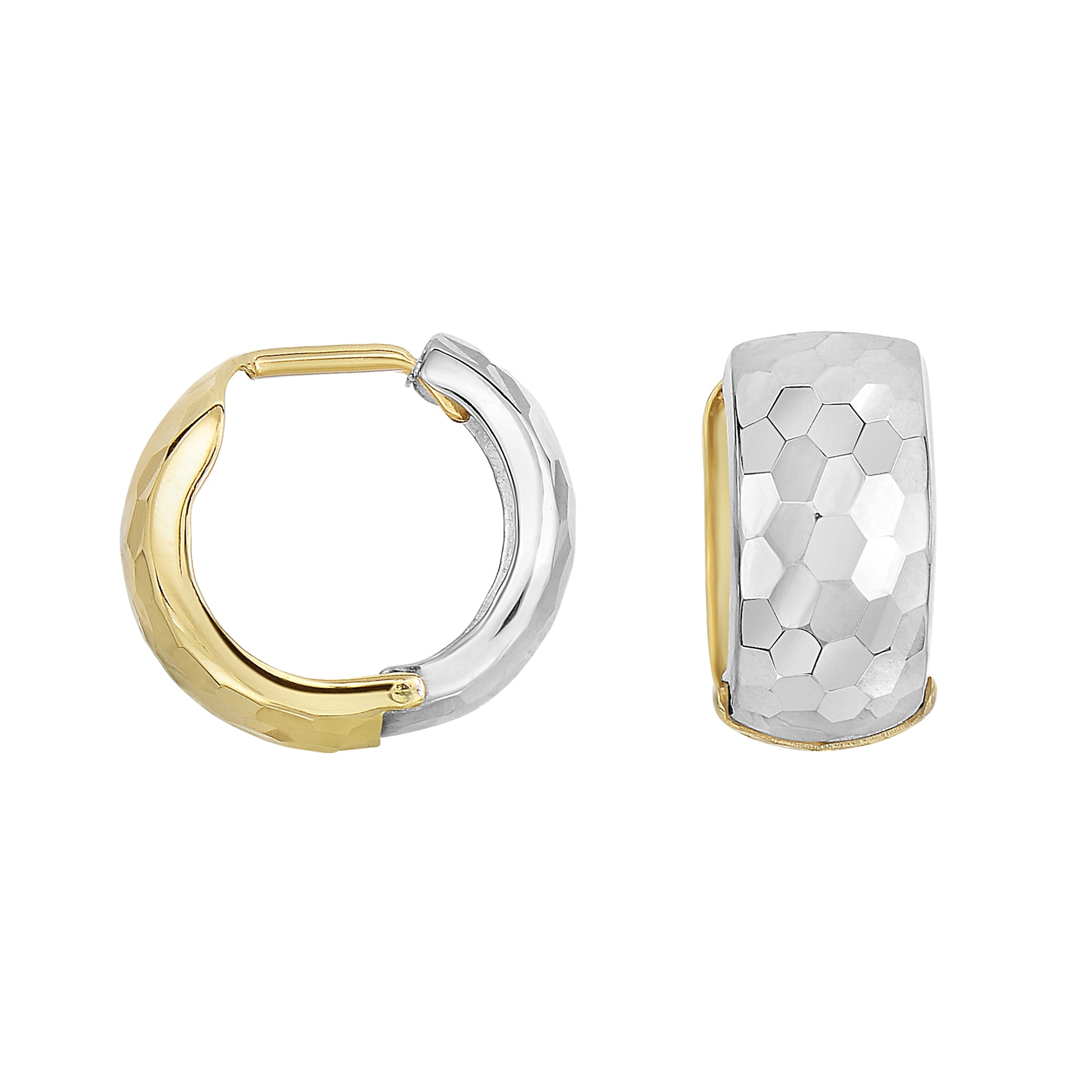Royal Chain 14K Gold Reversible Hammered Huggie Earring ER3696