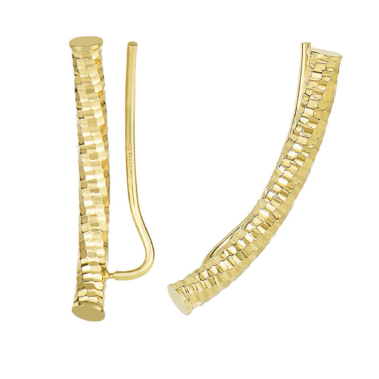 Royal Chain 14K Gold Diamond Cut Tube Ear Climber ER4035