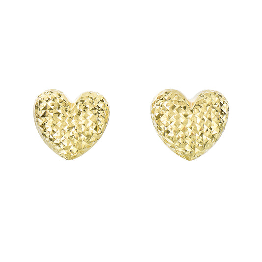 Royal Chain 14K Gold Large Diamond Cut Heart Post Earring ER4082