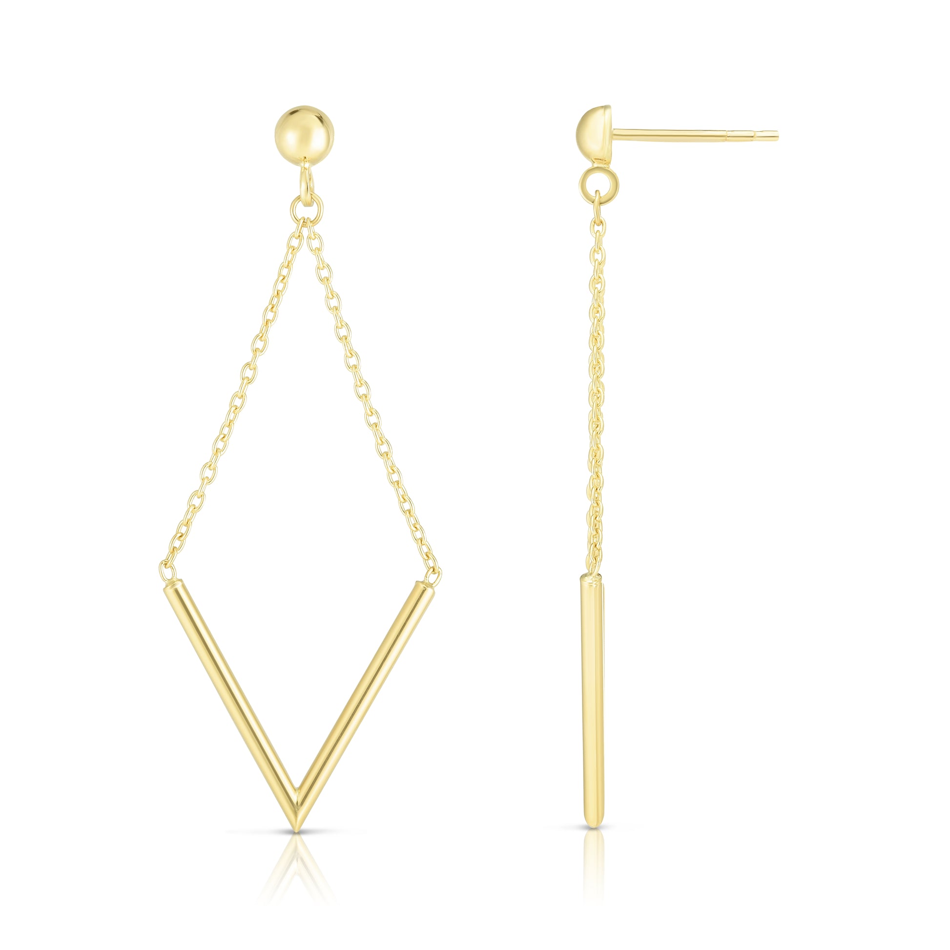 Royal Chain 14K Gold Polished V Drop Earring ER4194
