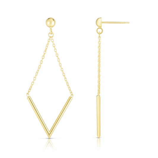 Royal Chain 14K Gold Polished V Drop Earring ER4194