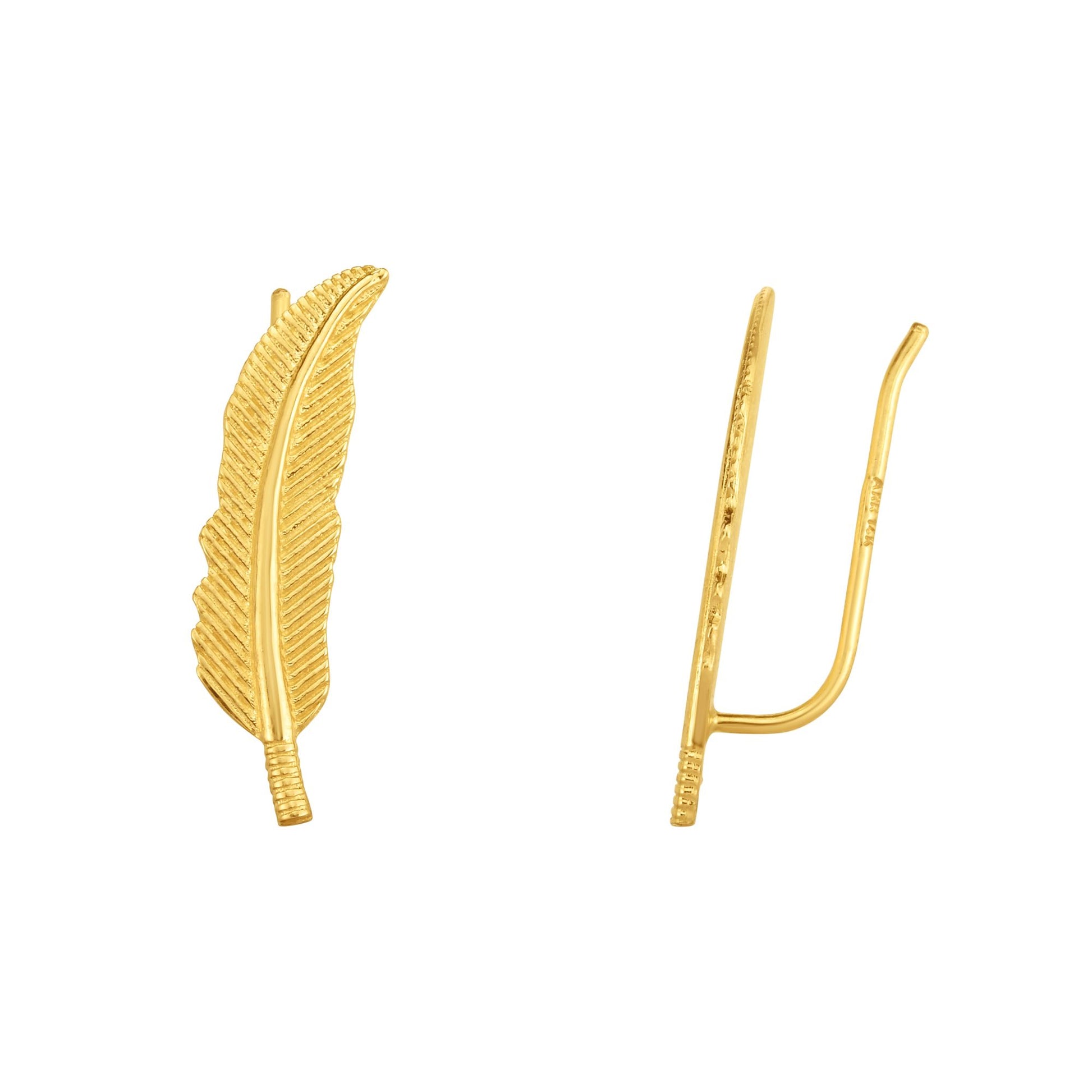 Royal Chain 14K Gold Feather Ear Climber ER4217