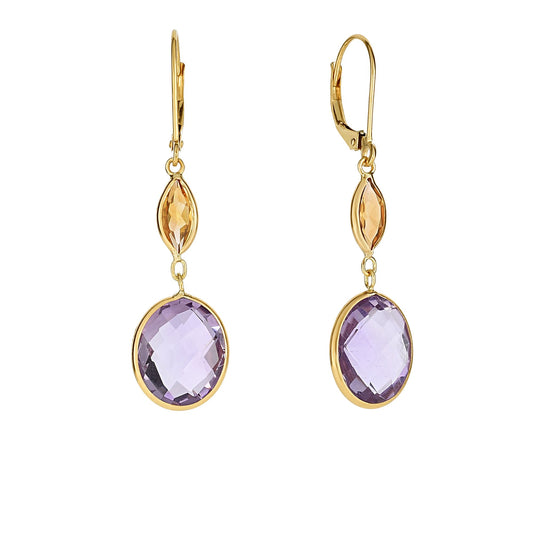 Royal Chain 14K Gold Semi-Precious Drop Earrings ER5052