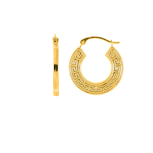 Royal Chain 14K Gold Small Greek Key Hoop Earring ER524