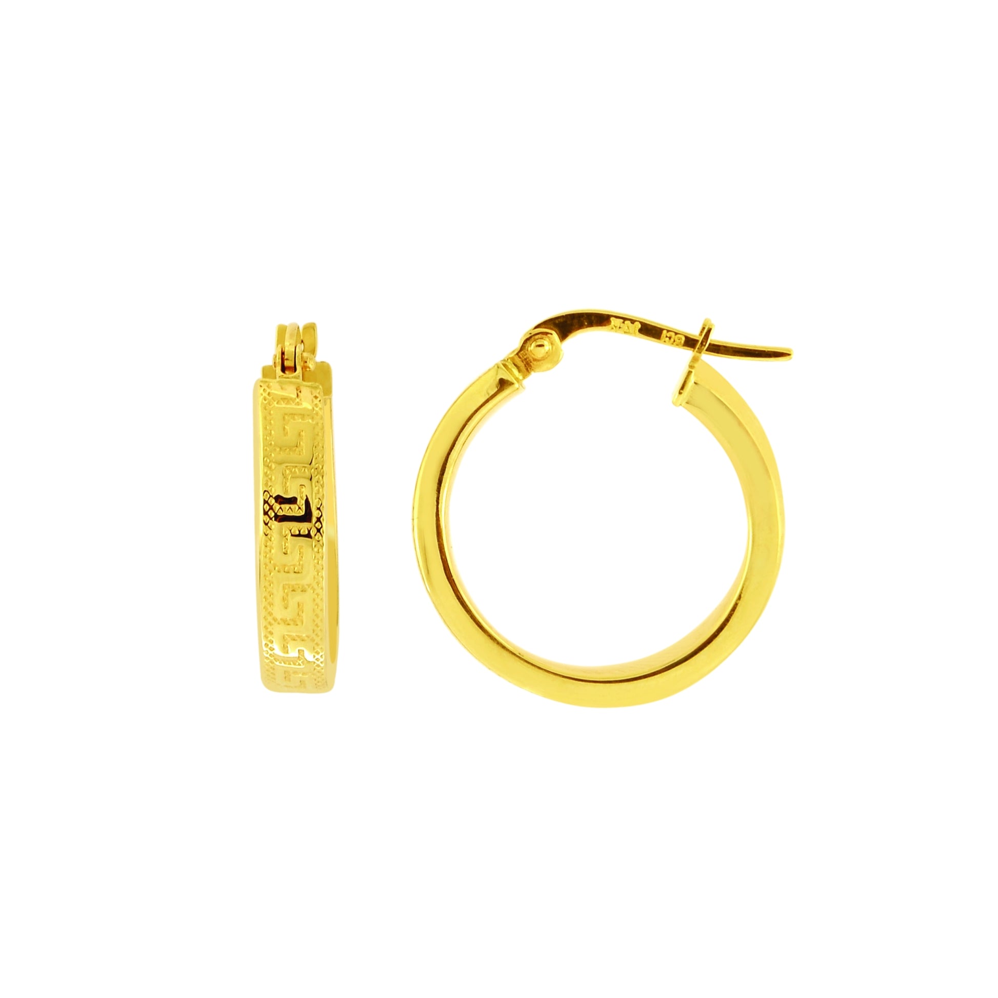 Royal Chain 14K Gold Polished Greek Key Exterior Hoop Earring ER525