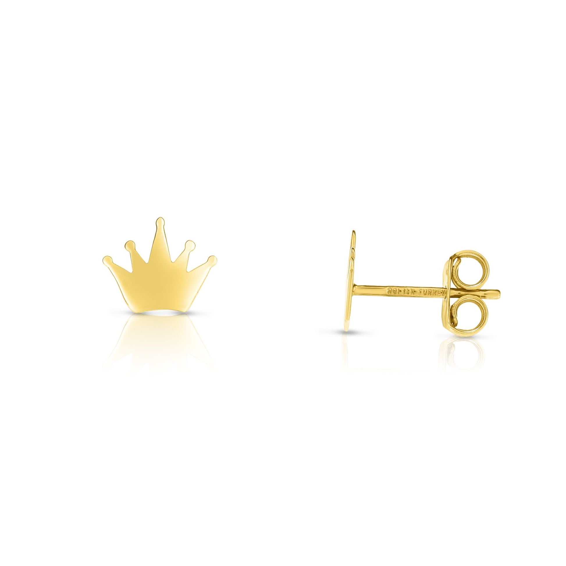 Royal Chain 14K Gold Crown Stud Earring ER5403
