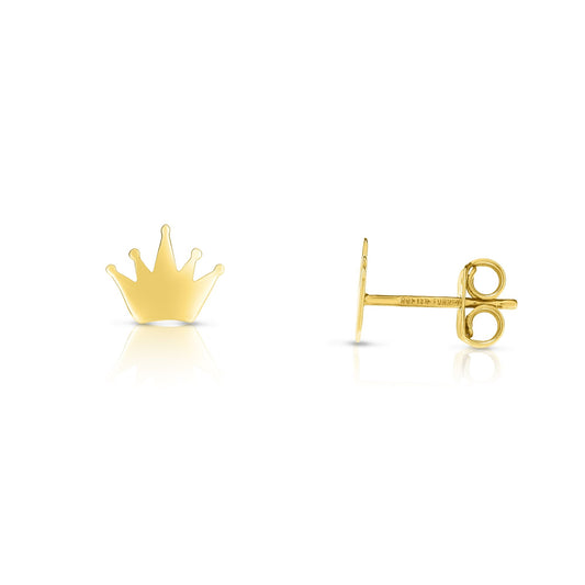 Royal Chain 14K Gold Crown Stud Earring ER5403