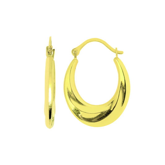 Royal Chain 14K Gold Polished Oval Back to Back Hoop Earring ER563