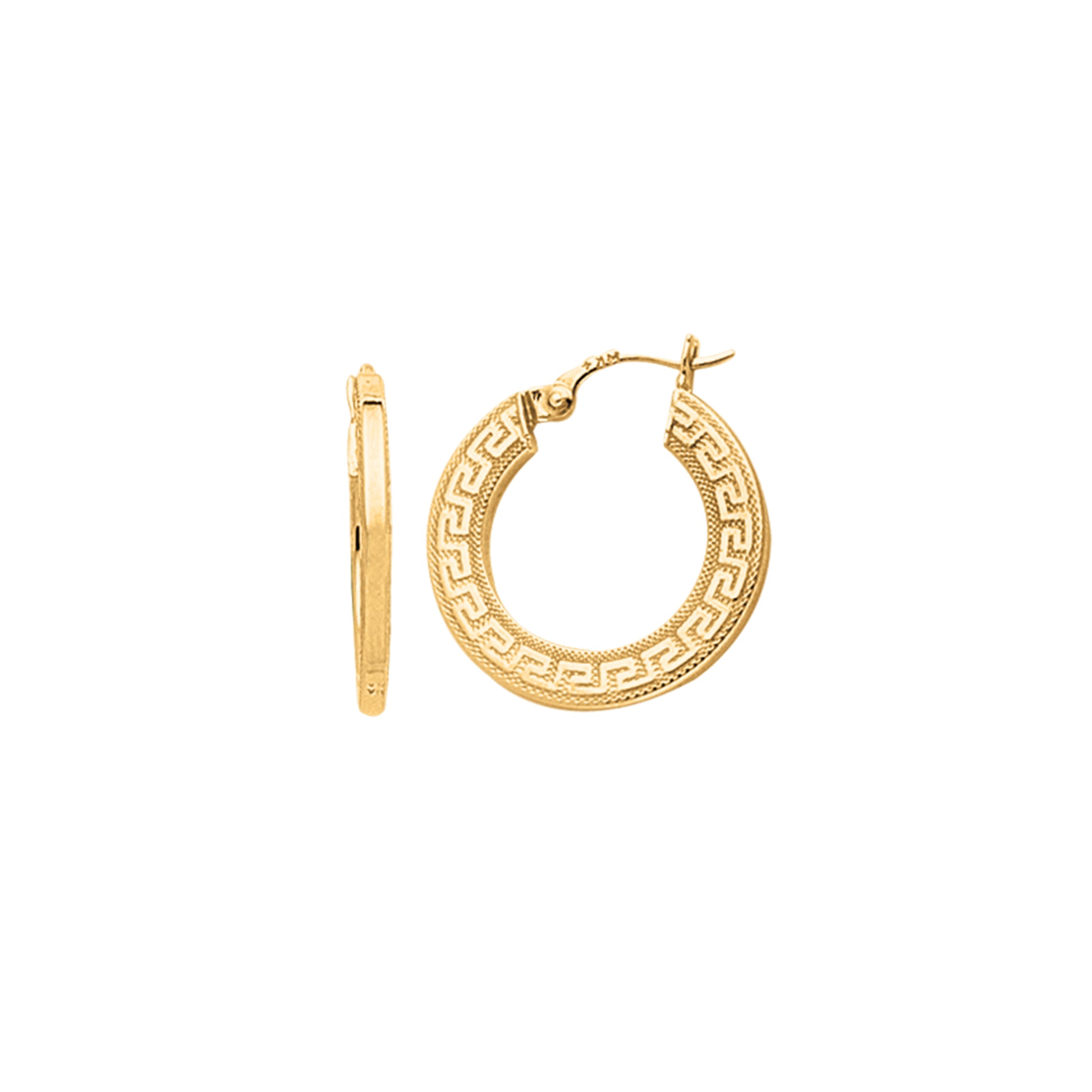 Royal Chain 10K Gold Greek Key Hoop Earring ZER524