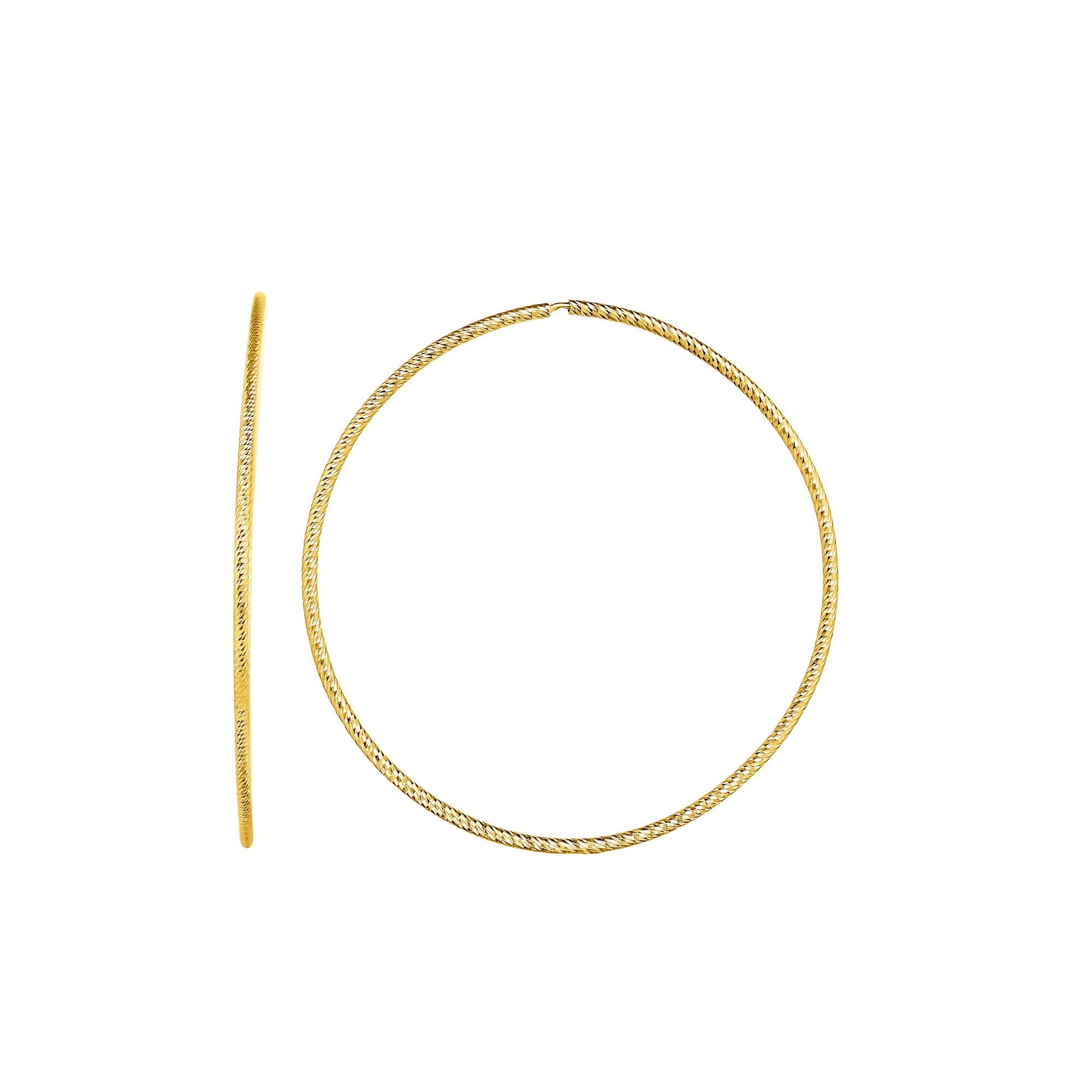 Royal Chain 14K Gold 1.2x40mm Diamond Cut Endless Hoops ER6572