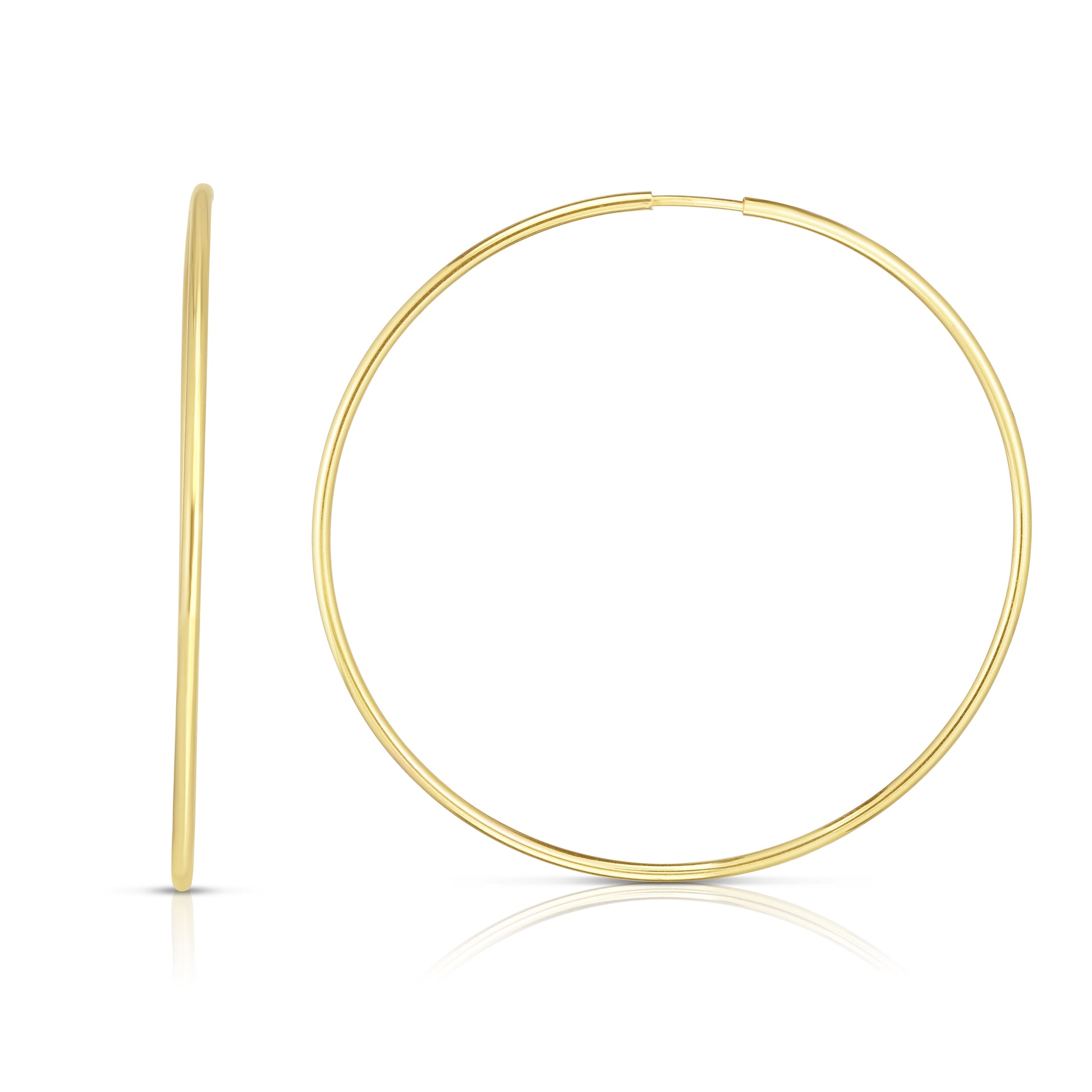 Royal Chain 14K Gold 1.2x35mm Polsihed Endless Hoops ER6573