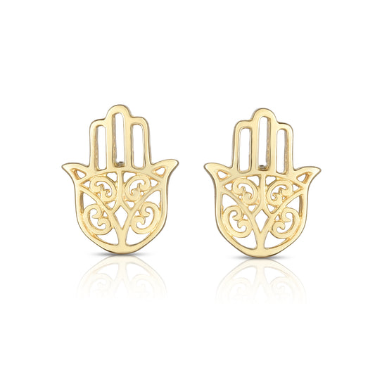 Royal Chain 14K Gold Hamsa Stud Earring ER6850