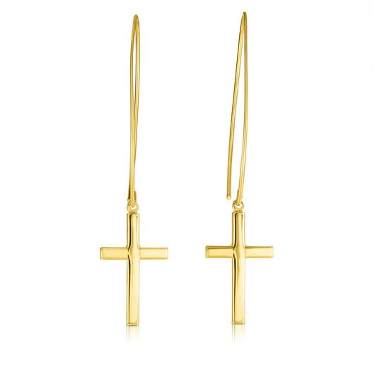 Royal Chain 14K Gold Small Cross Threader Earring ER6905
