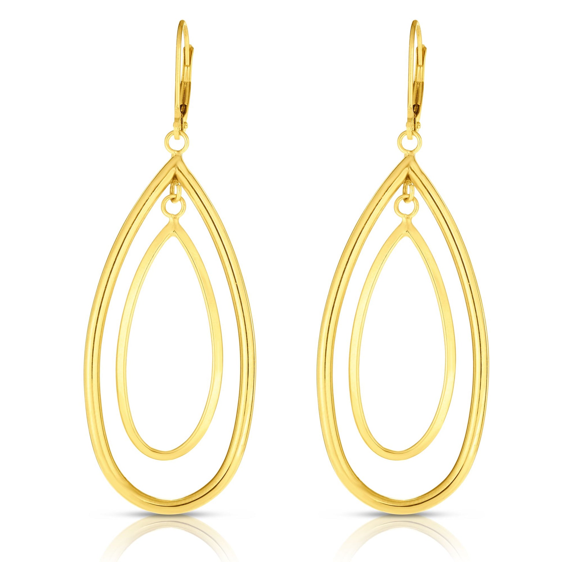 Royal Chain 14K Gold Polished Double Oval Multi-Layered Dangle Earring ER7084