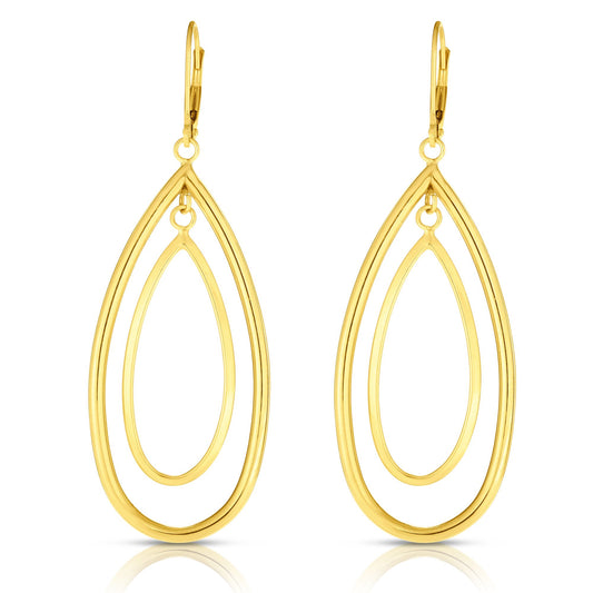 Royal Chain 14K Gold Polished Double Oval Multi-Layered Dangle Earring ER7084