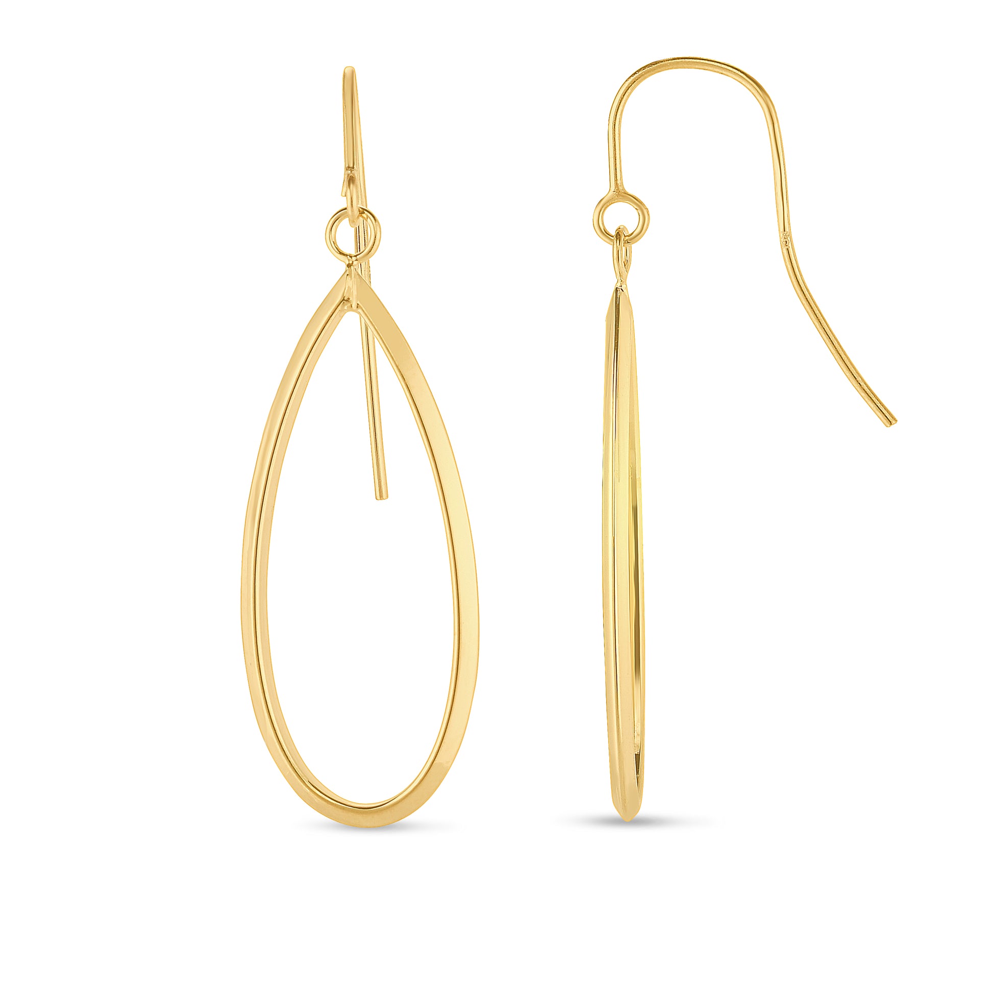 Royal Chain 14K Gold Graduated Open Oval Dangle Earring ER7109