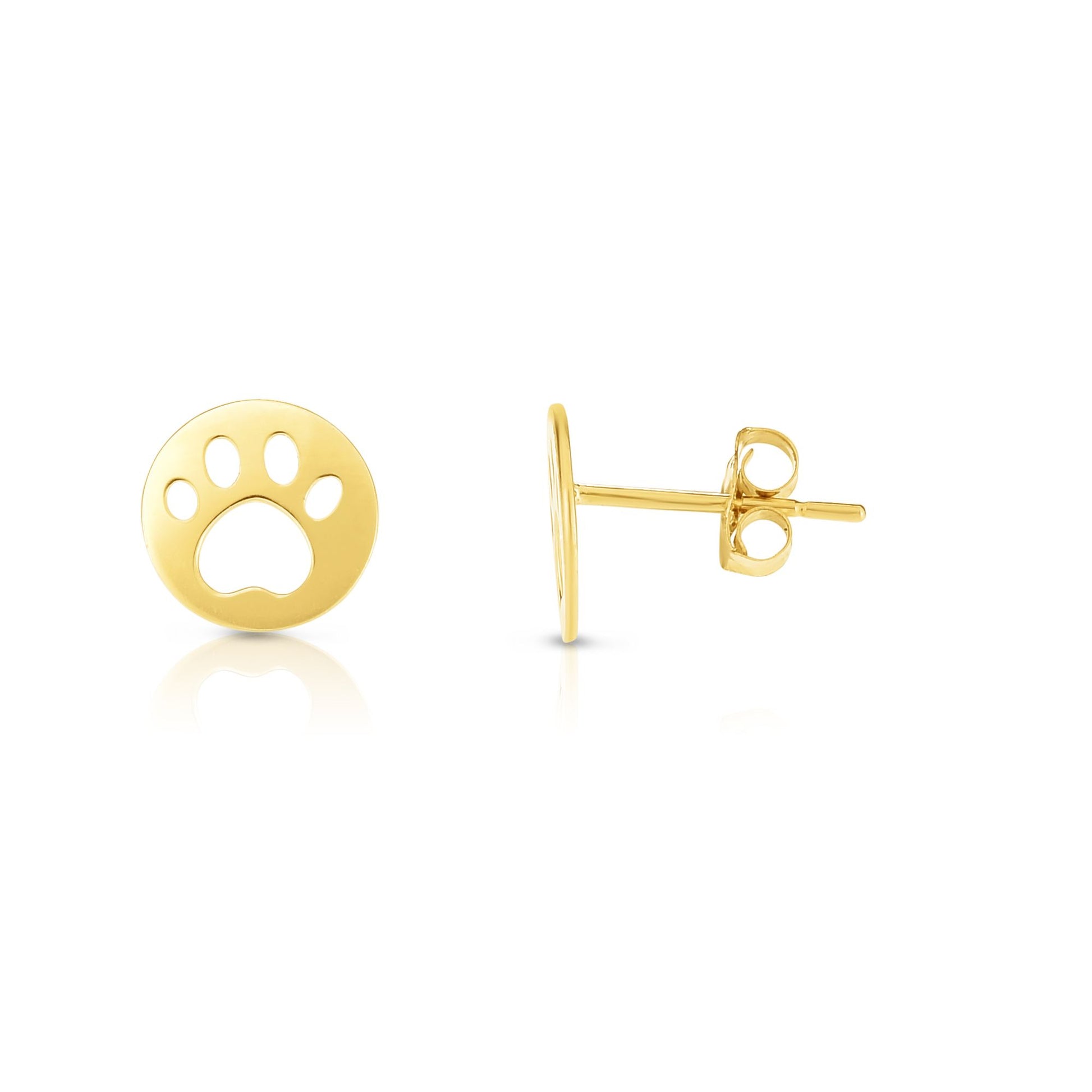 Royal Chain 14K Gold Paw Print Stud Earring ER8156