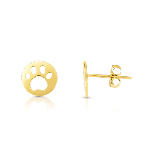 Royal Chain 14K Gold Paw Print Stud Earring ER8156