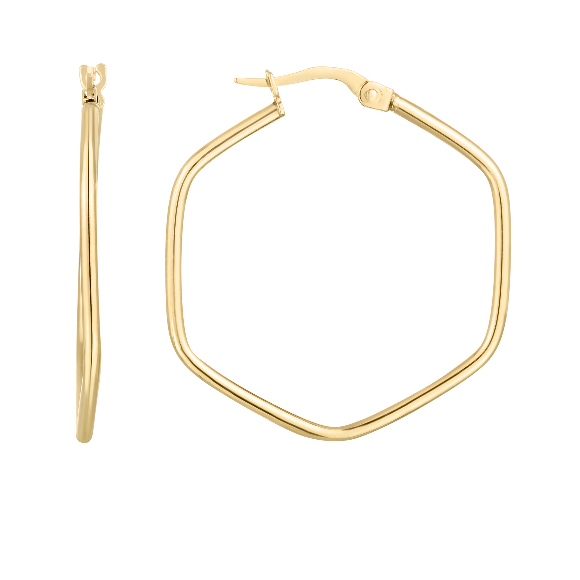 Royal Chain 14K Rounded Edges Hexagon Hoops ER8278