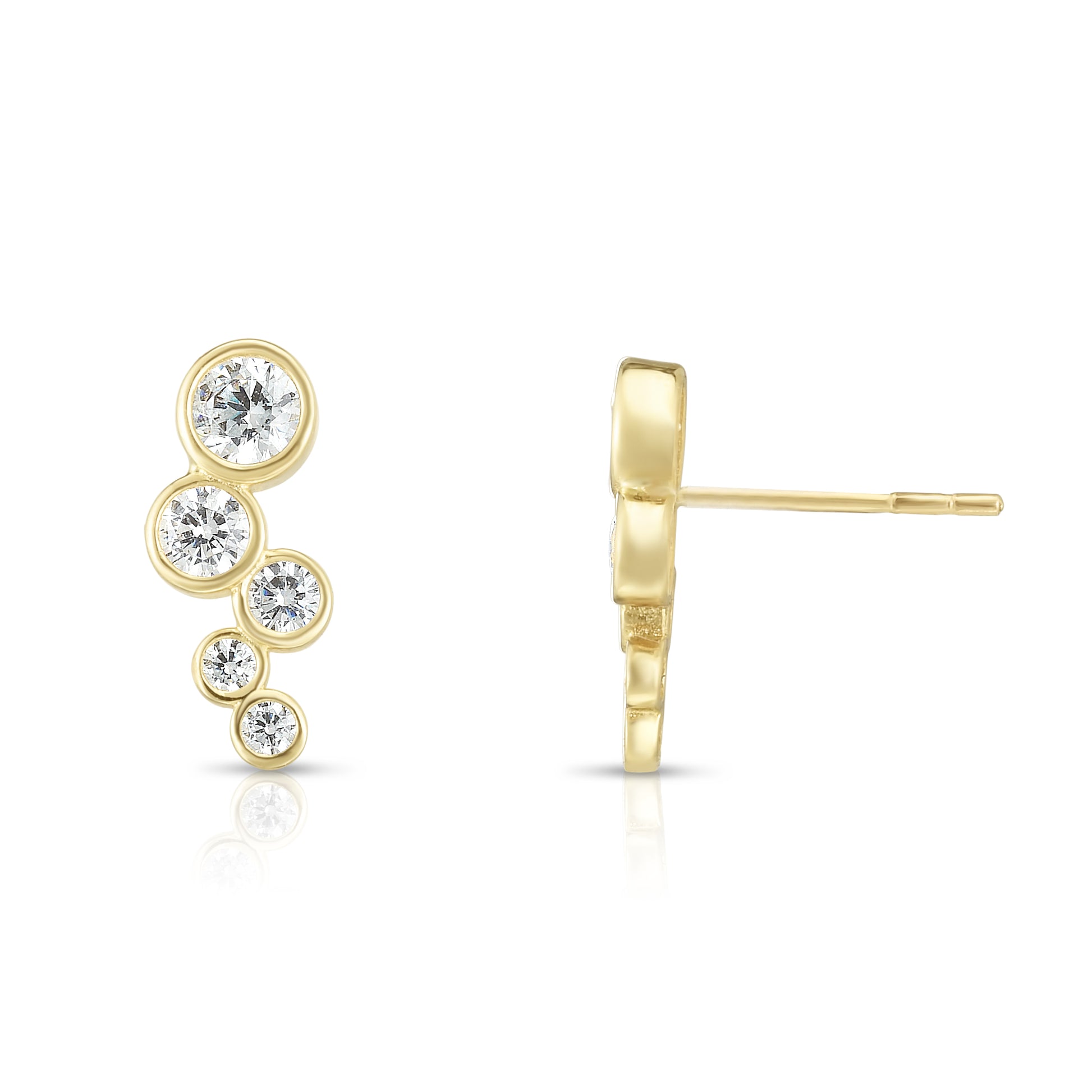Royal Chain 14K Gold Bezel Set CZ Ear Climber ER8396